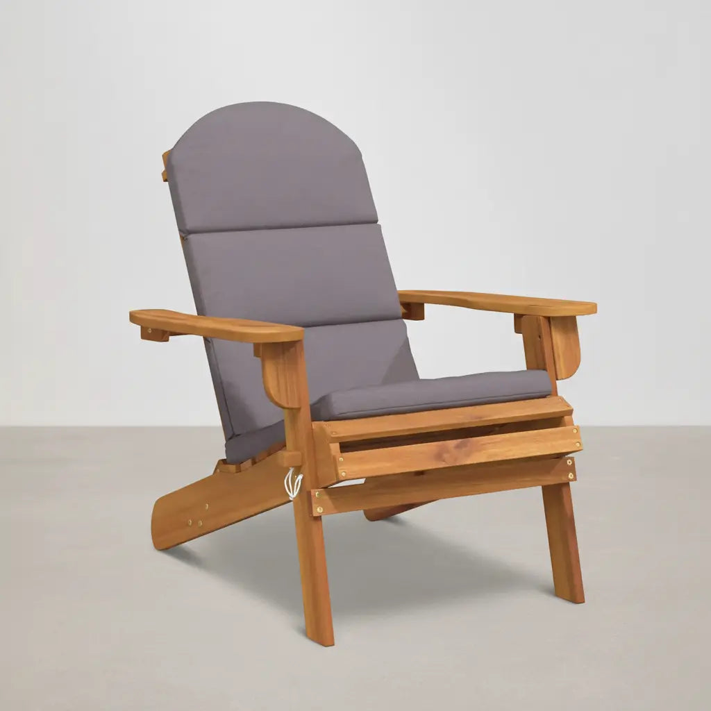 Chaise de jardin pliable Adirondack + coussins gris en bois d'acacia - Club Adirondack photo 1