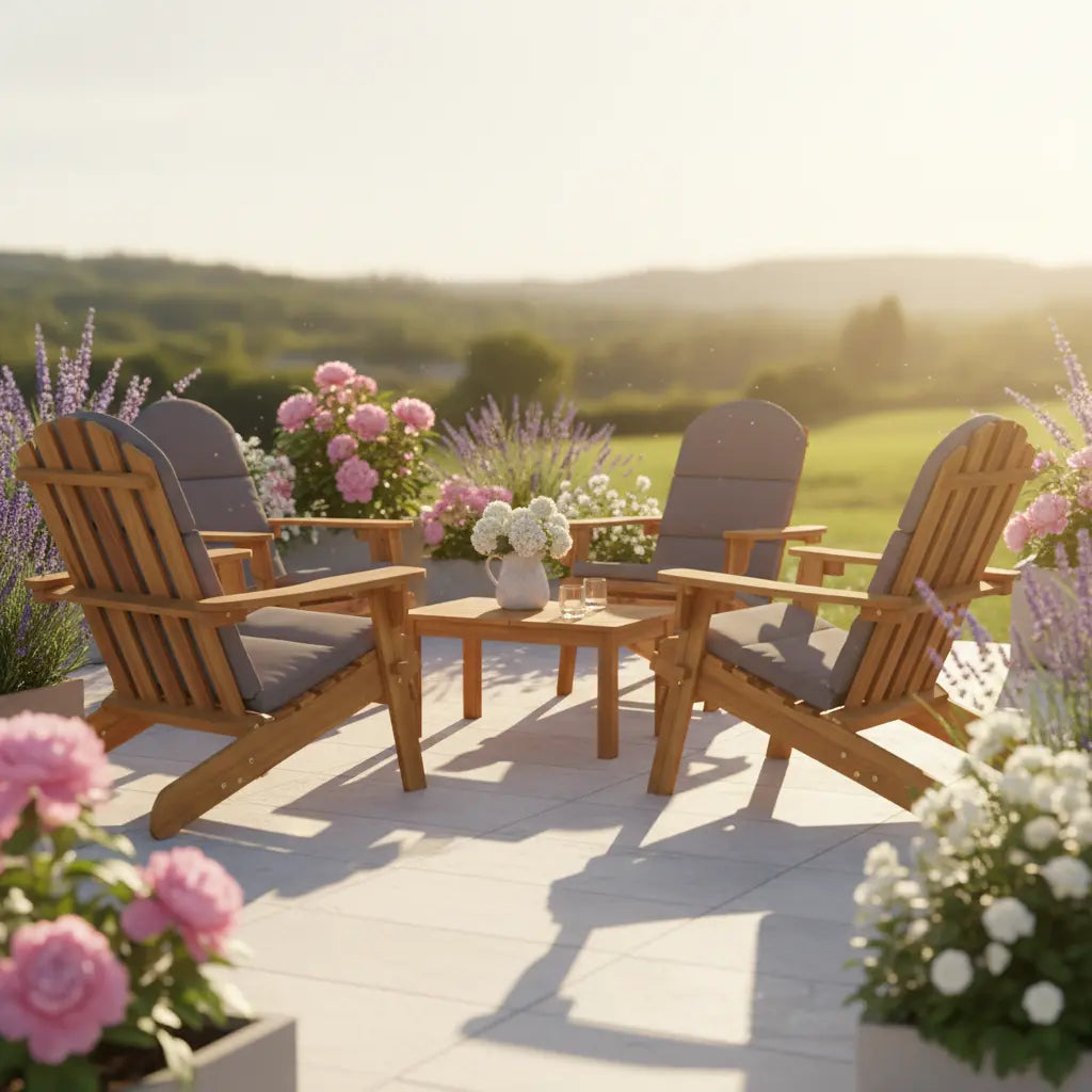 Chaise de jardin pliable Adirondack + coussins gris en bois d'acacia - Club Adirondack photo 6