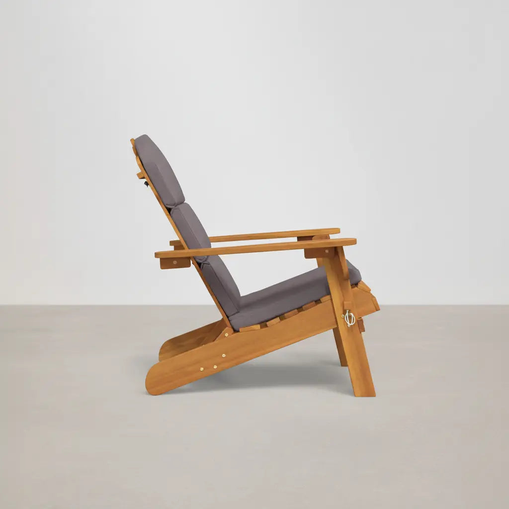 Chaise de jardin pliable Adirondack + coussins gris en bois d'acacia - Club Adirondack photo 4