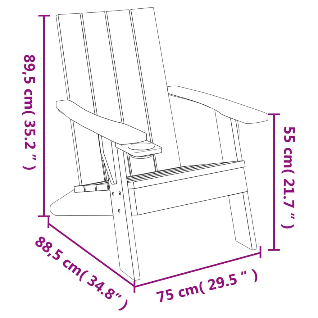 Chaise de jardin style Adirondack marron clair en polypropène - Photo 8
