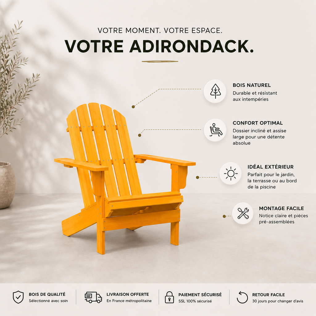 Chaise de jardin Adirondack en bois de sapin Orange | Club adirondack photo 10