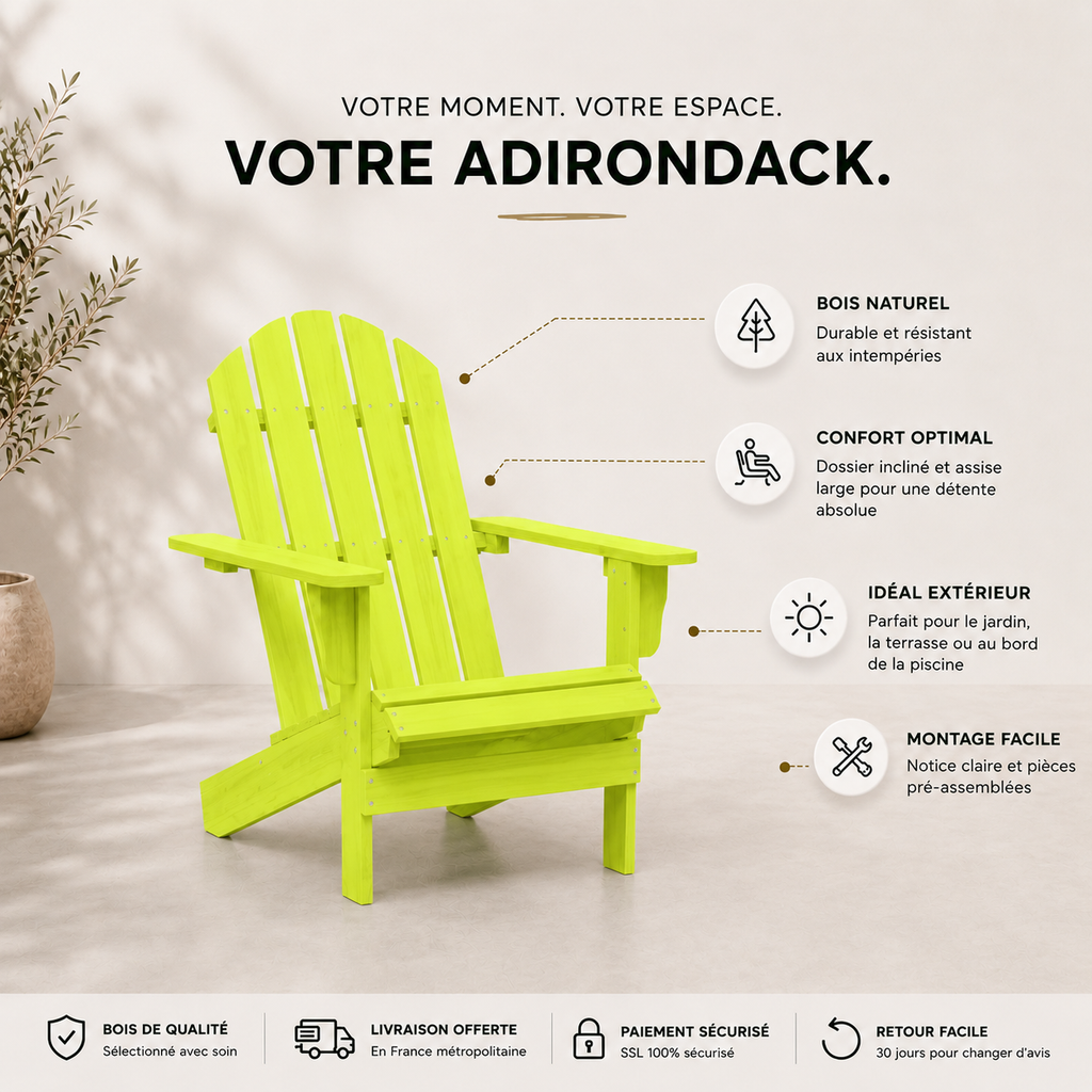 Chaise de jardin Adirondack en bois de sapin Vert | Club Adirondack photo 8