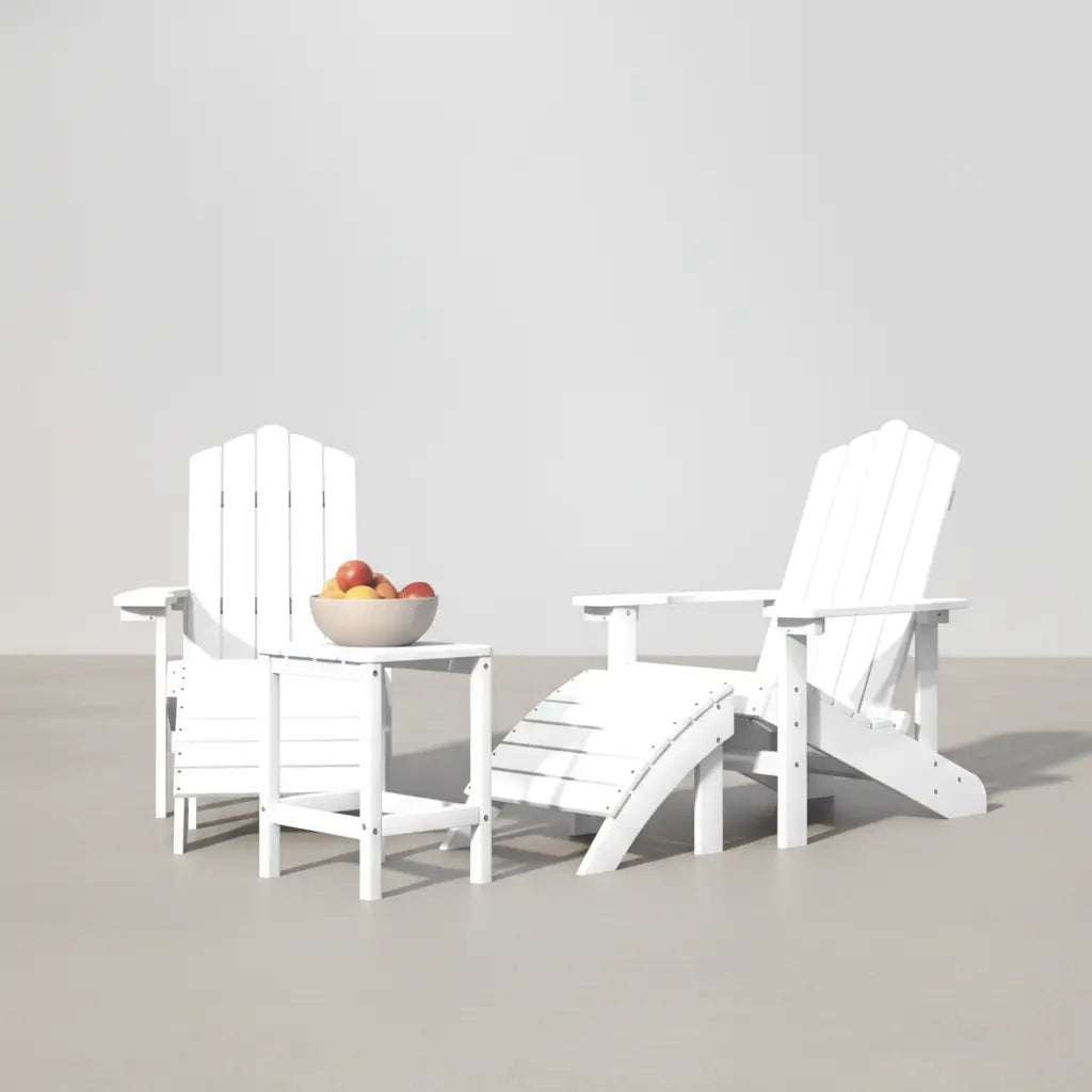 Ensemble de jardin : 2 fauteuils Adirondack + 2 repose-pieds + table basse en résine Blanc - Club Adirondack photo 1
