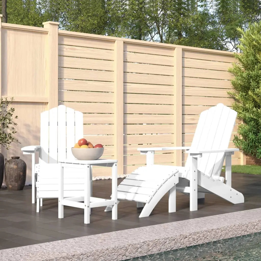 Ensemble de jardin : 2 fauteuils Adirondack + 2 repose-pieds + table basse en résine Blanc - Club Adirondack photo 3