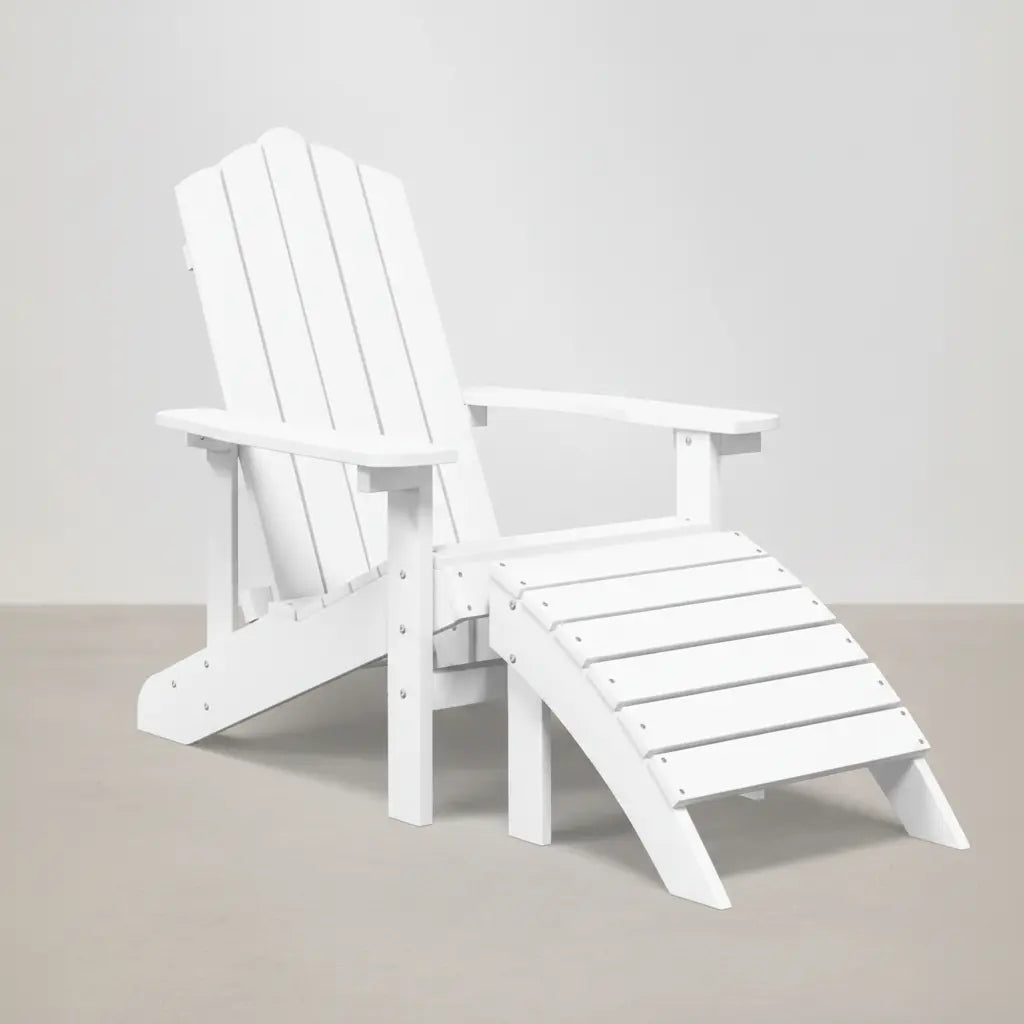 Ensemble de jardin : 2 fauteuils Adirondack + 2 repose-pieds + table basse en résine Blanc - Club Adirondack photo 5