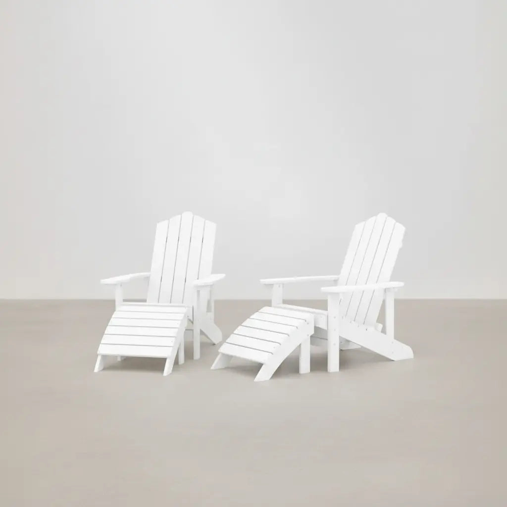 Ensemble de jardin : 2 fauteuils Adirondack + 2 repose-pieds en résine Blanc - Club Adirondack photo 1