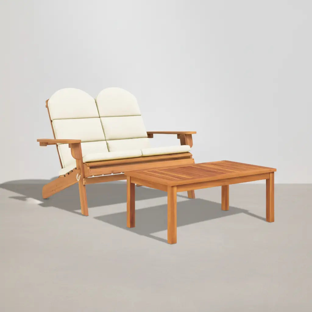 Ensemble de jardin : 4 chaises Adirondack pliables avec coussins et table basse en bois d'acacia - Club Adirondack photo 3