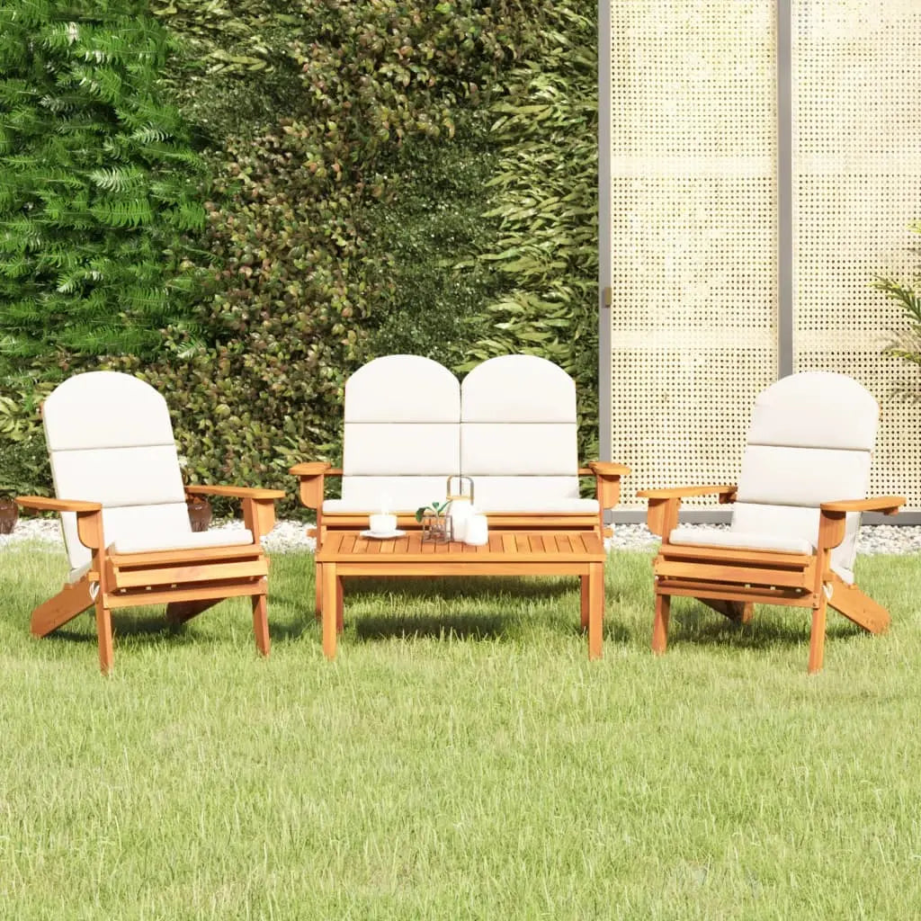 Ensemble de jardin : 4 chaises Adirondack pliables avec coussins et table basse en bois d'acacia - Club Adirondack photo 8