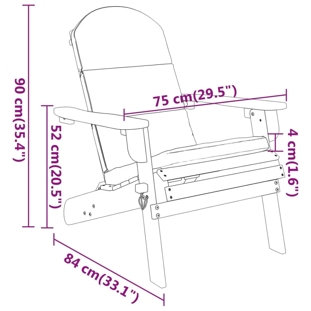 Ensemble de jardin : 4 chaises Adirondack pliables avec coussins et table basse en bois d'acacia - Club Adirondack photo 10