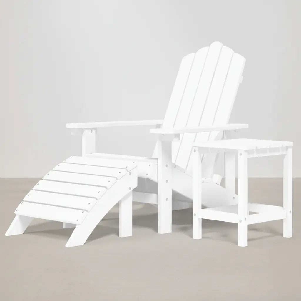 Ensemble de jardin : Fauteuil Adirondack + repose-pied + table basse en résine Blanc vidaXL