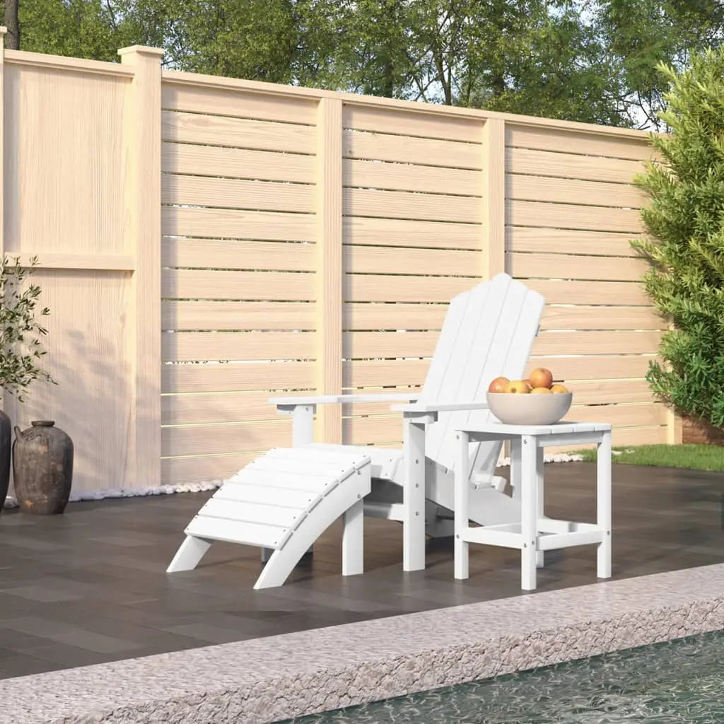 Ensemble de jardin : Fauteuil Adirondack + repose-pied + table basse en résine Blanc - Photo 1
