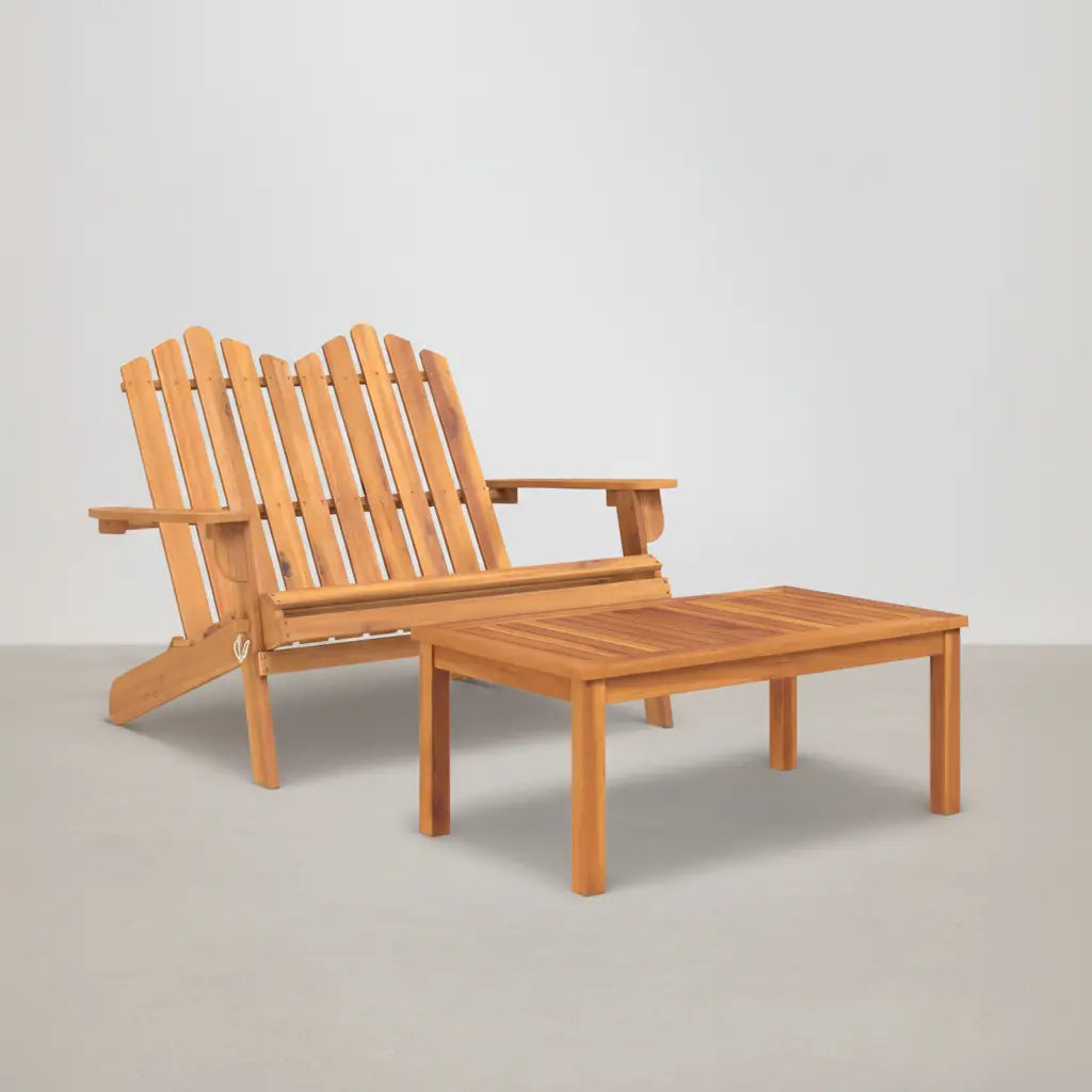 Ensemble de jardin : banc 2 places style Adirondack + table basse en bois d'acacia marron vidaXL