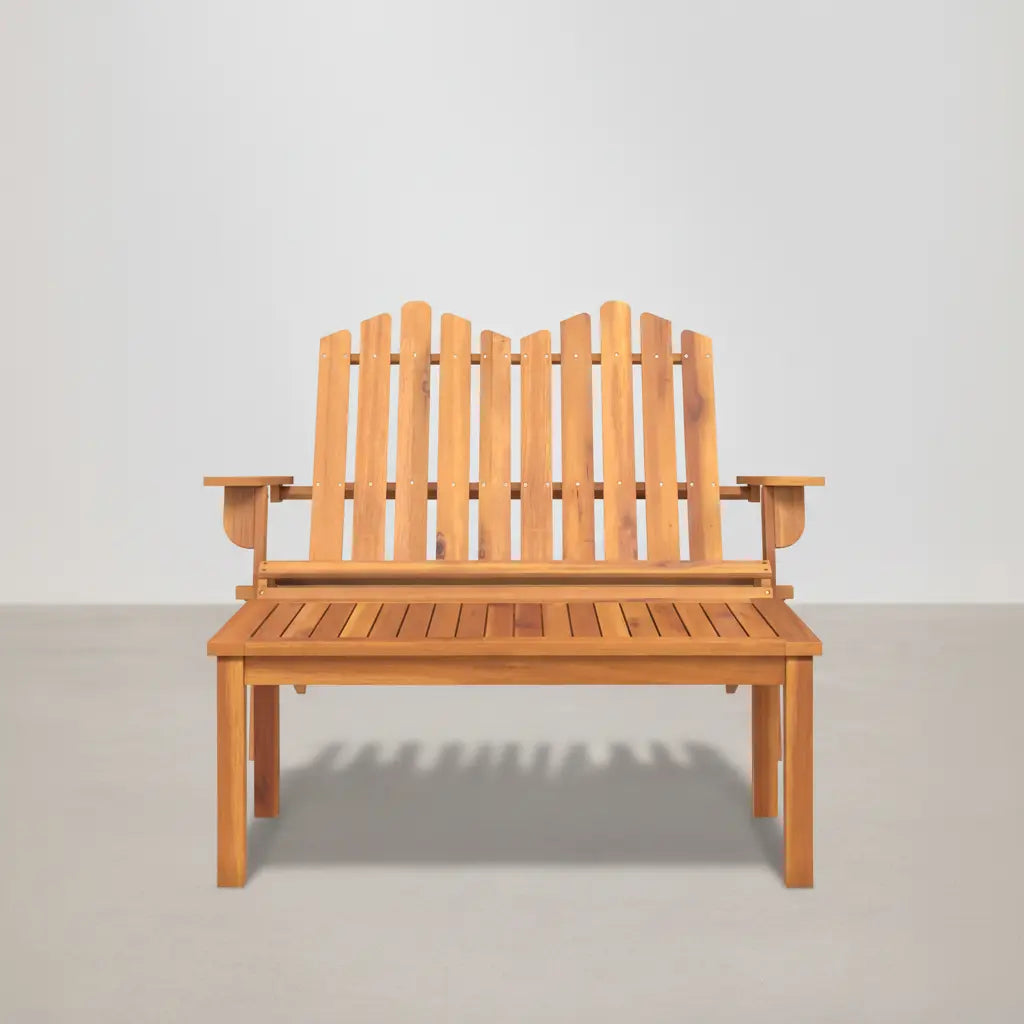 Ensemble de jardin : banc 2 places style Adirondack + table basse en bois d'acacia marron vidaXL