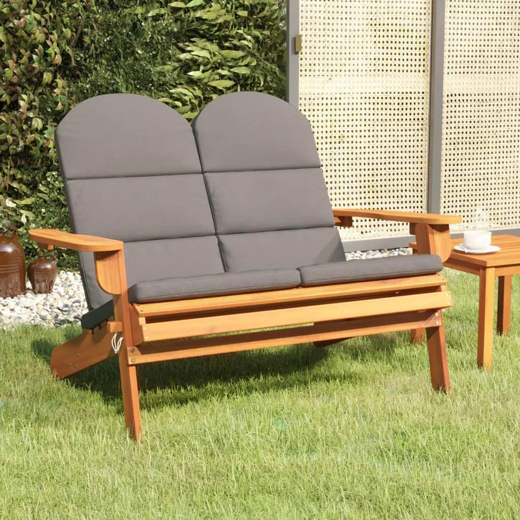 Ensemble de jardin : banc 2 places style Adirondack avec coussins gris + table basse en bois d'acacia - Club Adirondack photo 5