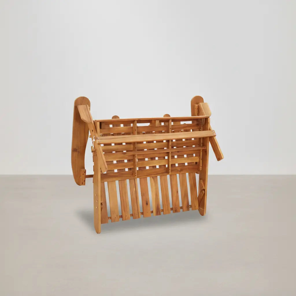 Ensemble de jardin : banc 2 places style Adirondack avec coussins gris + table basse en bois d'acacia - Club Adirondack photo 7