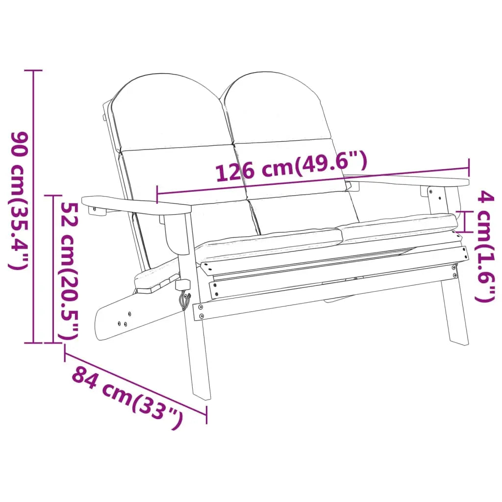 Ensemble de jardin : banc 2 places style Adirondack avec coussins gris + table basse en bois d'acacia - Club Adirondack photo 8