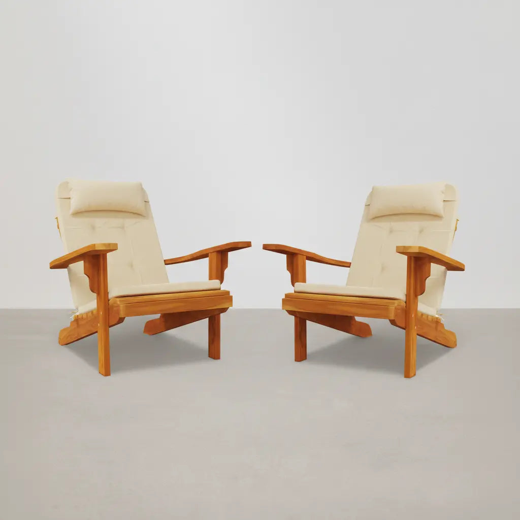 Lot de 2 coussins de chaise Adirondack en Tissu Oxford Beige - Club Adirondack photo 1