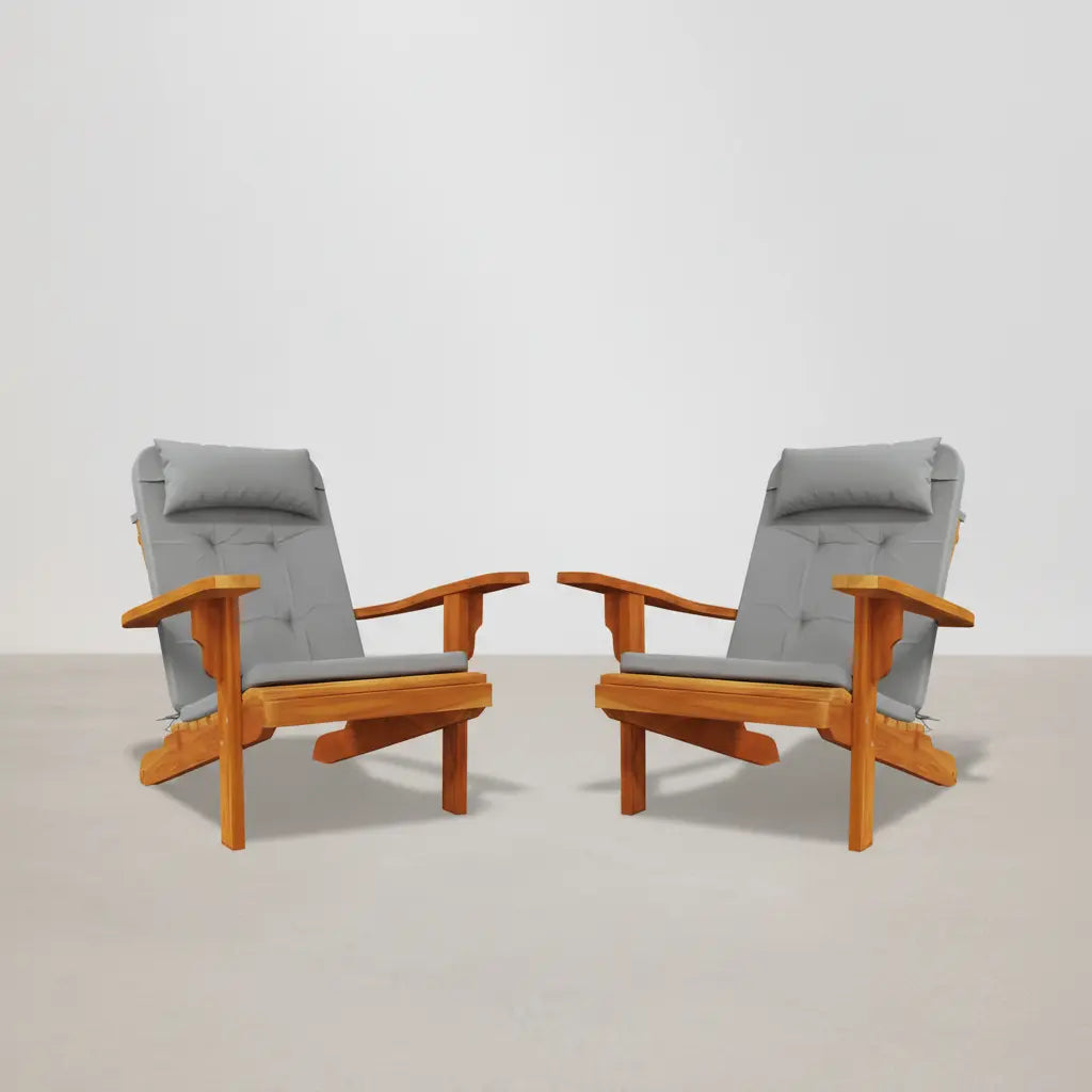 Lot de 2 coussins de chaise Adirondack en Tissu Oxford Gris - Club Adirondack photo 1
