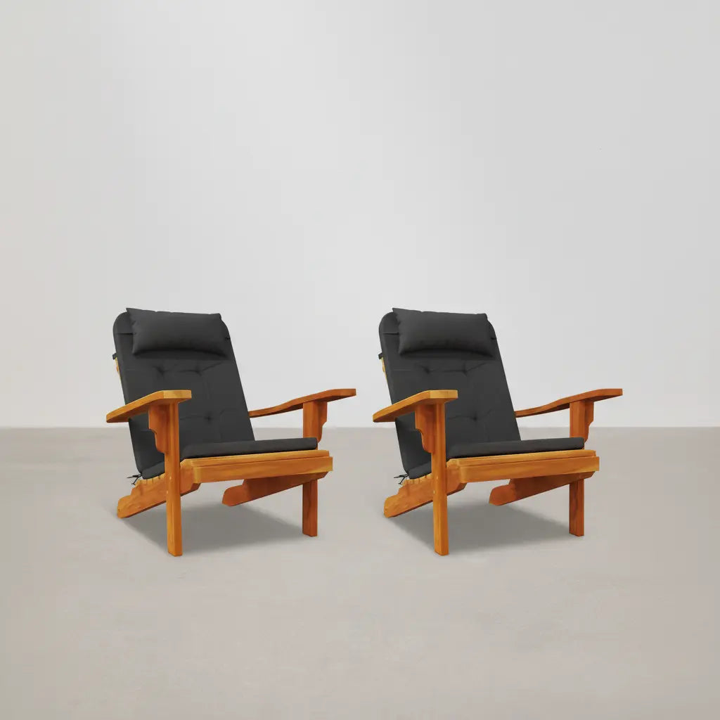 Lot de 2 coussins de chaise Adirondack en Tissu Oxford Noir - Club Adirondack photo 1