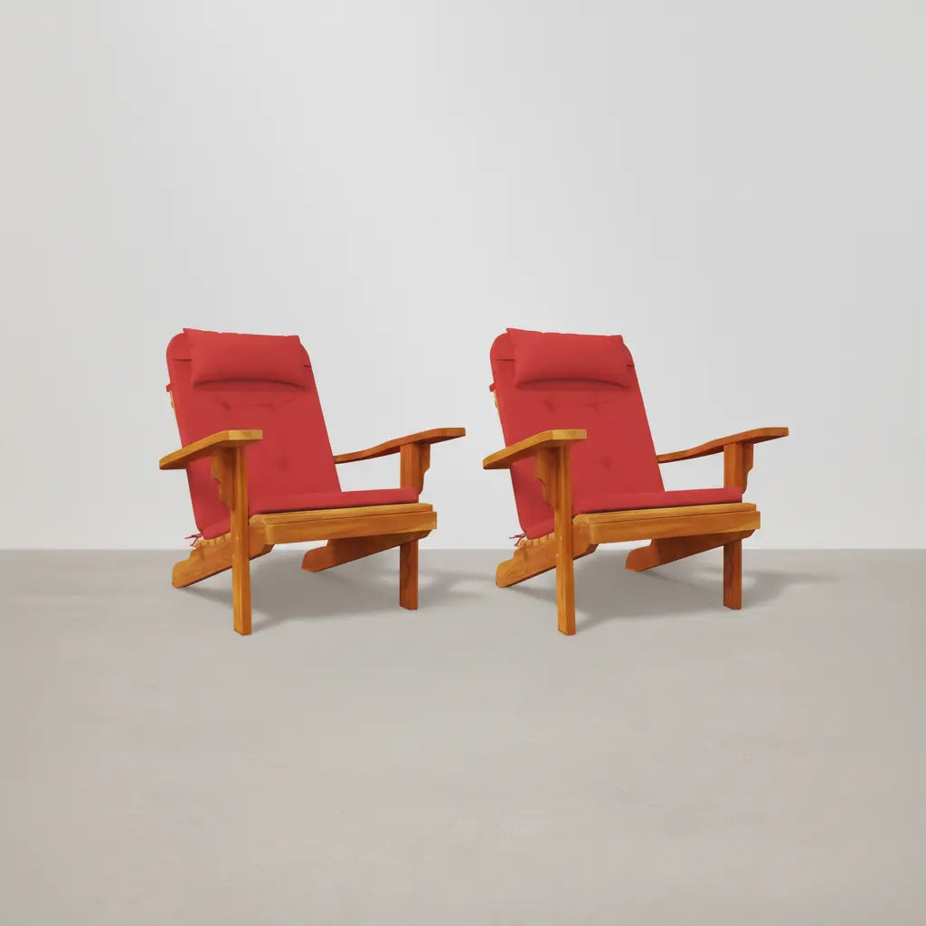 Lot de 2 coussins de chaise Adirondack en Tissu Oxford Rouge - Club Adirondack photo 1