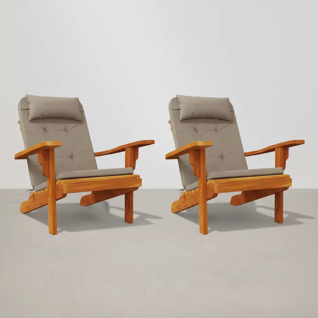 Lot de 2 coussins de chaise Adirondack en Tissu Oxford Taupe - Club Adirondack photo 1