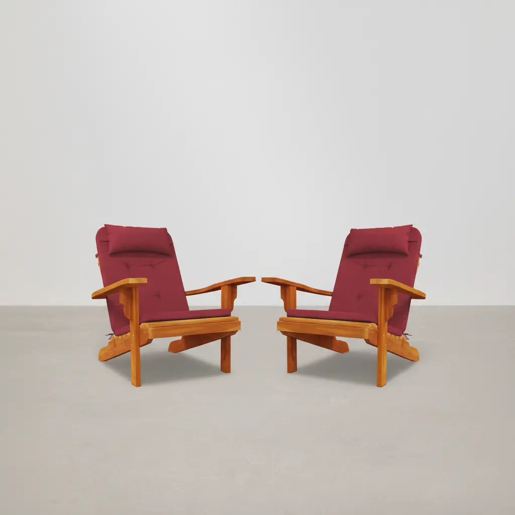 Lot de 2 coussins de chaise Adirondack en Tissu Rouge bordeaux - Club Adirondack photo 1
