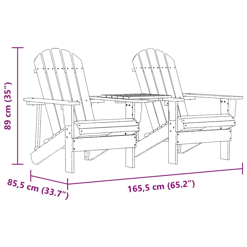 Pack 2 adirondacks en bois de sapin + tablette Beige - Photo 6