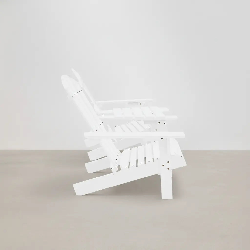Pack 2 adirondacks en bois de sapin + tablette Blanc vidaXL