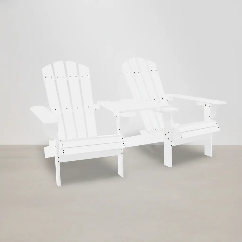 Pack 2 adirondacks en bois de sapin + tablette Blanc vidaXL