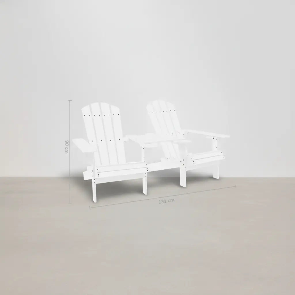 Pack 2 adirondacks en bois de sapin + tablette Blanc vidaXL