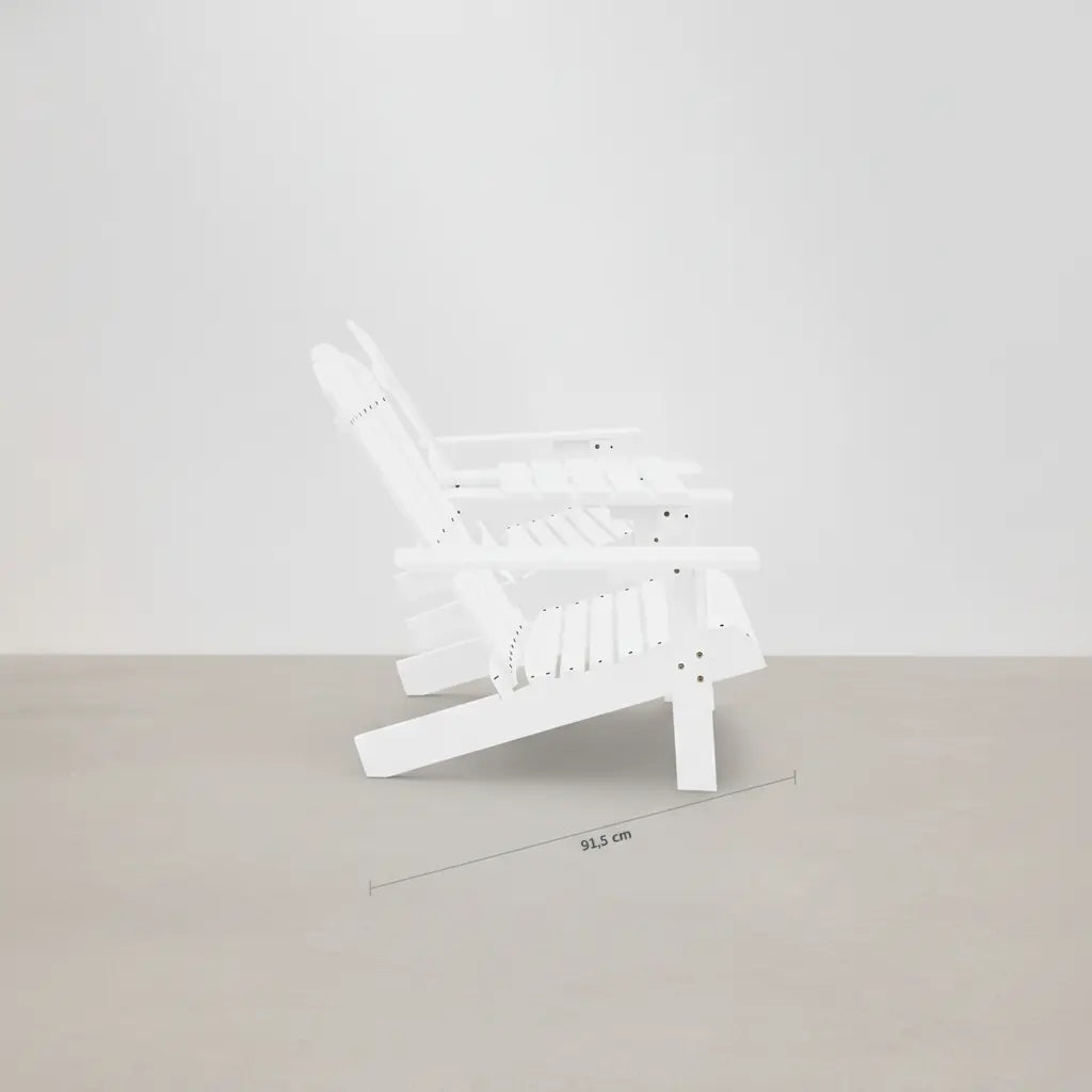 Pack 2 adirondacks en bois de sapin + tablette Blanc vidaXL