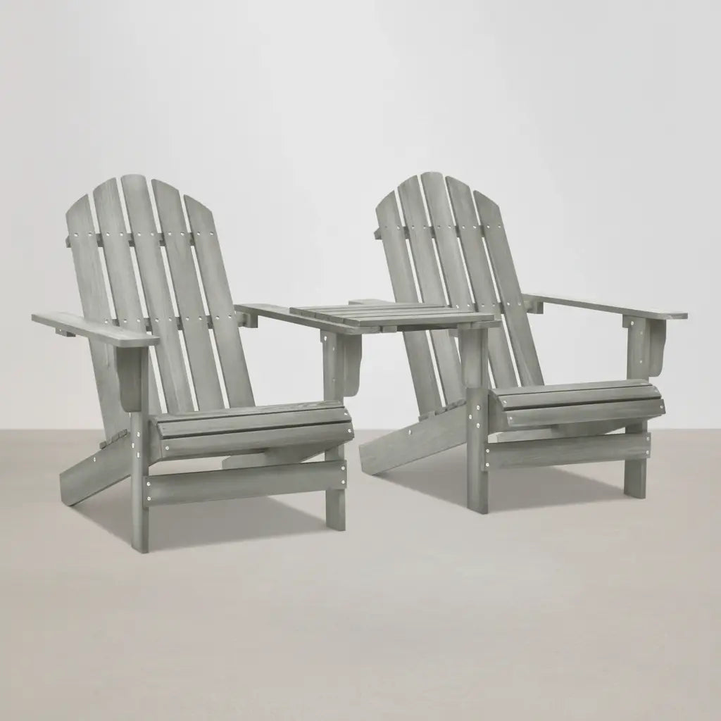 Pack 2 adirondacks en bois de sapin + tablette Gris - Club Adirondack photo 1