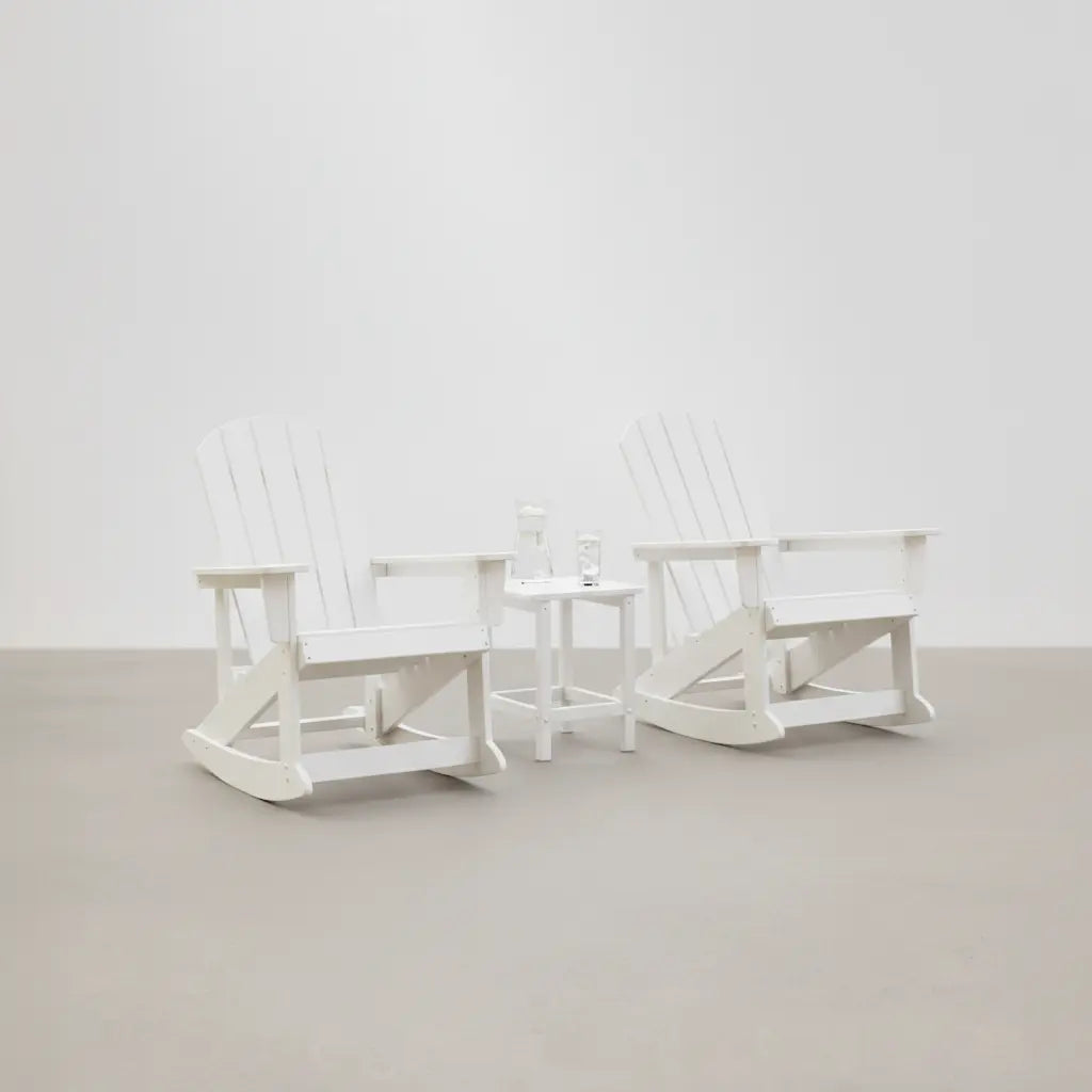 Pack 2 chaises à bascule Adirondack + table basse en résine Blanc - Club Adirondack photo 1