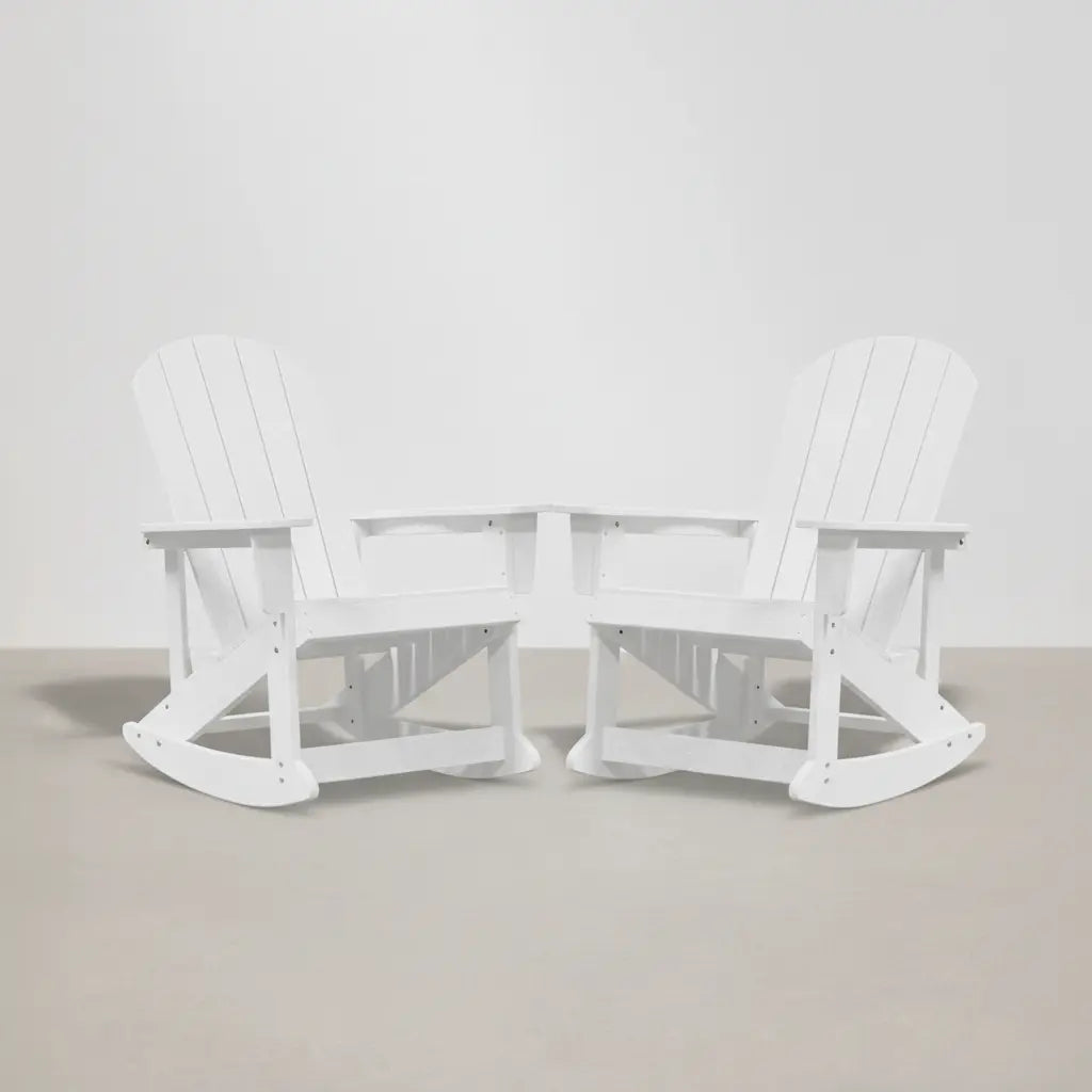Pack 2 chaises à bascule Adirondack + table basse en résine Blanc - Club Adirondack photo 6