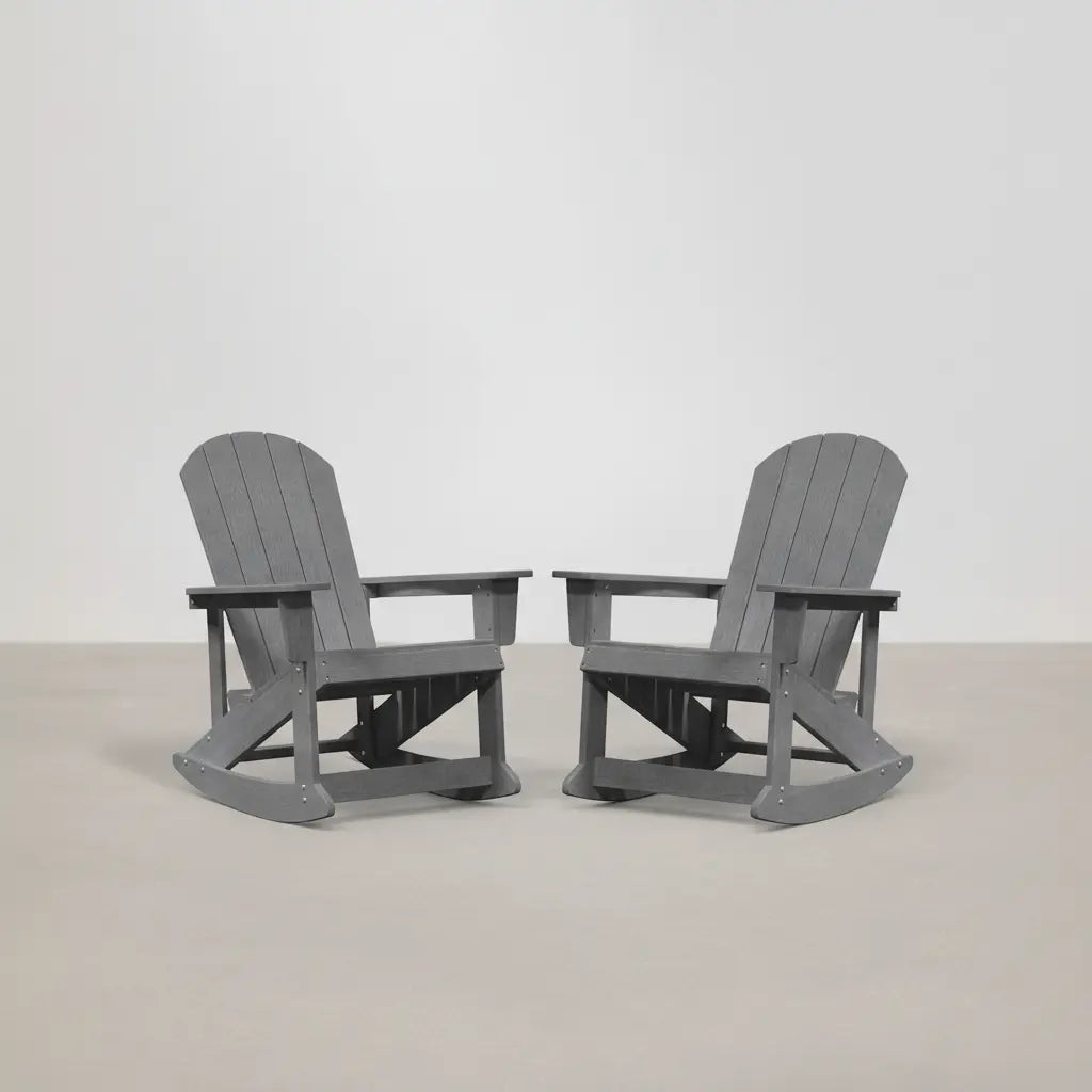 Pack 2 chaises à bascule Adirondack + table basse en résine Gris clair - Club Adirondack photo 3