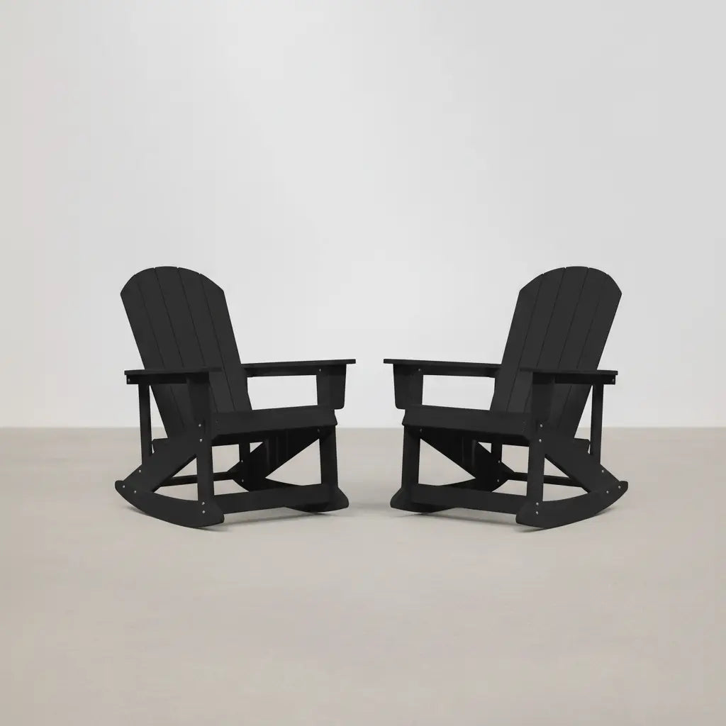 Pack 2 chaises à bascule Adirondack + table basse en résine Noir - Club Adirondack photo 3