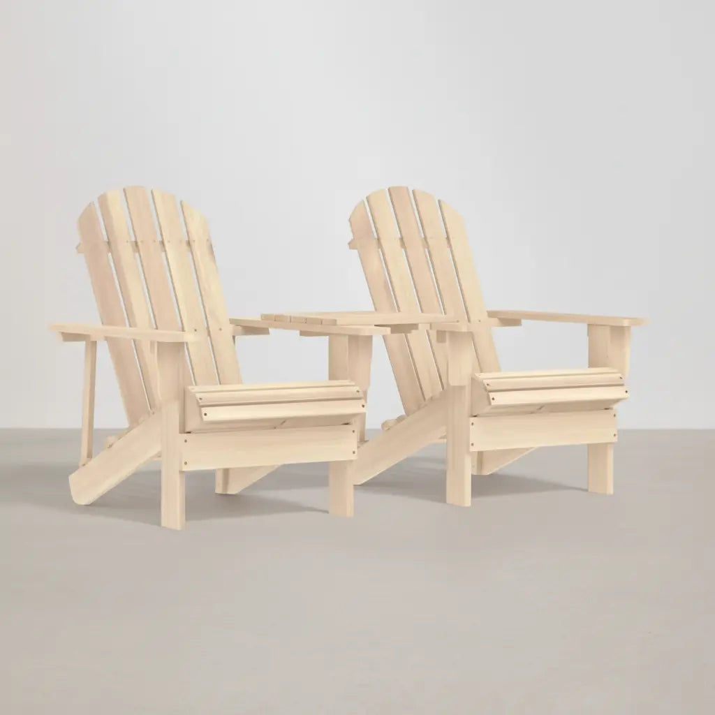 Pack 2 fauteuils adirondack en bois de sapin + tablette Beige | Club Adirondack photo 1