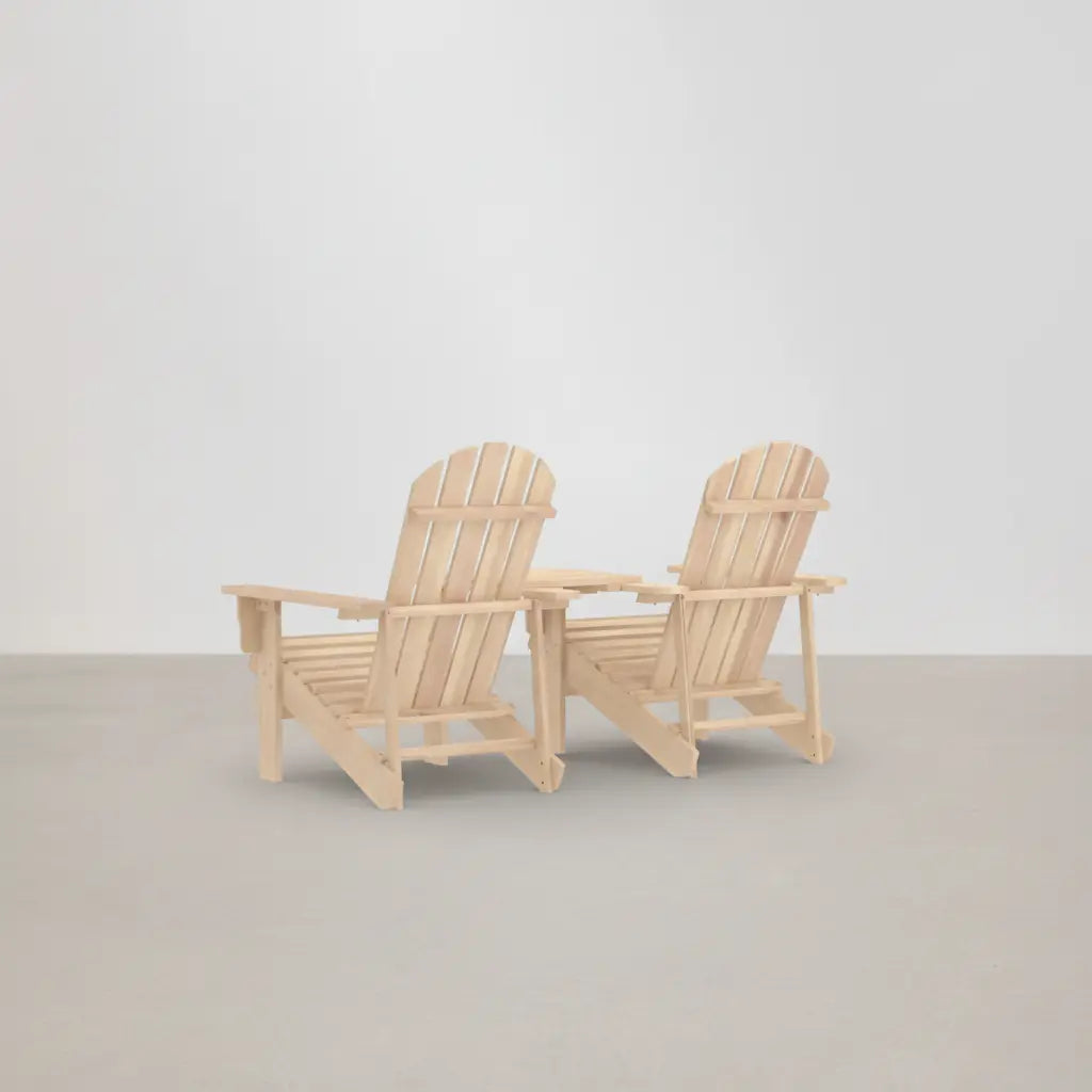Pack 2 fauteuils adirondack en bois de sapin + tablette Beige | Club Adirondack photo 3