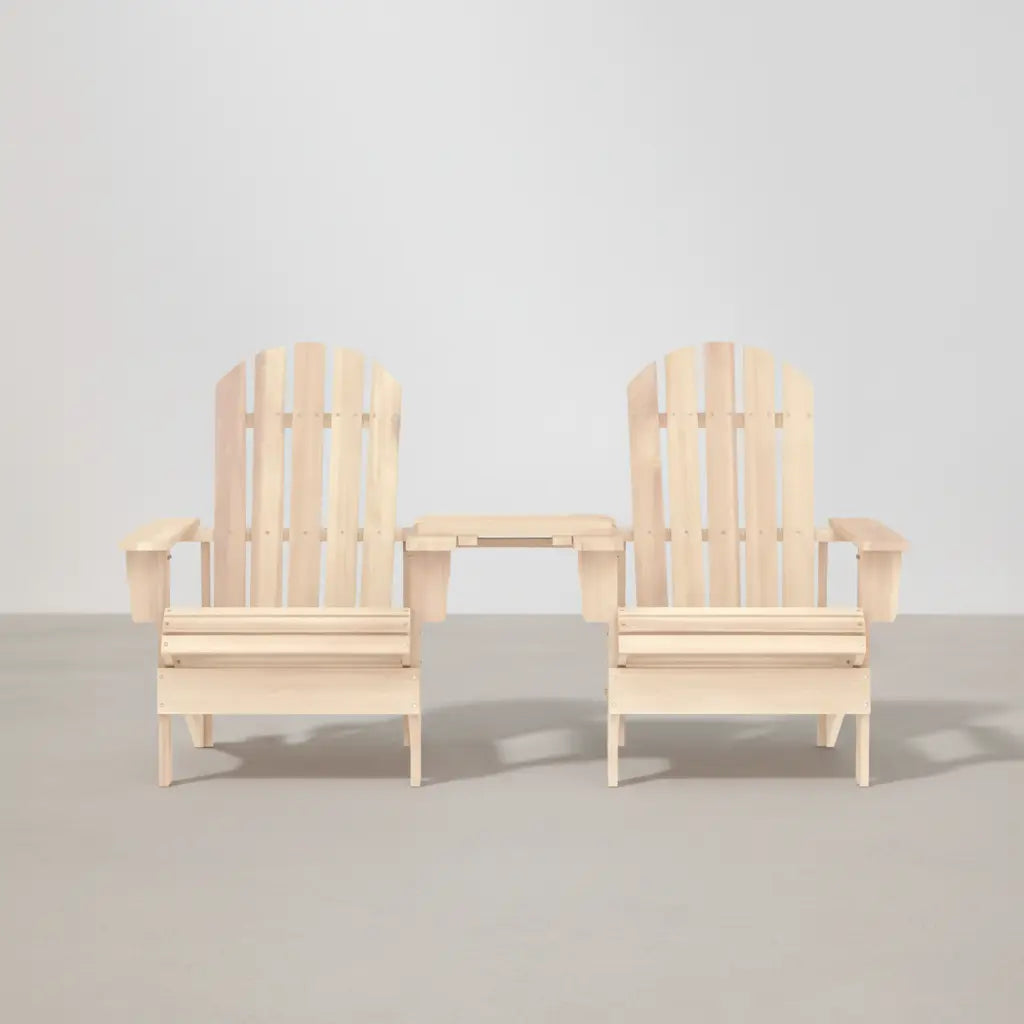 Pack 2 fauteuils adirondack en bois de sapin + tablette Beige | Club Adirondack photo 4
