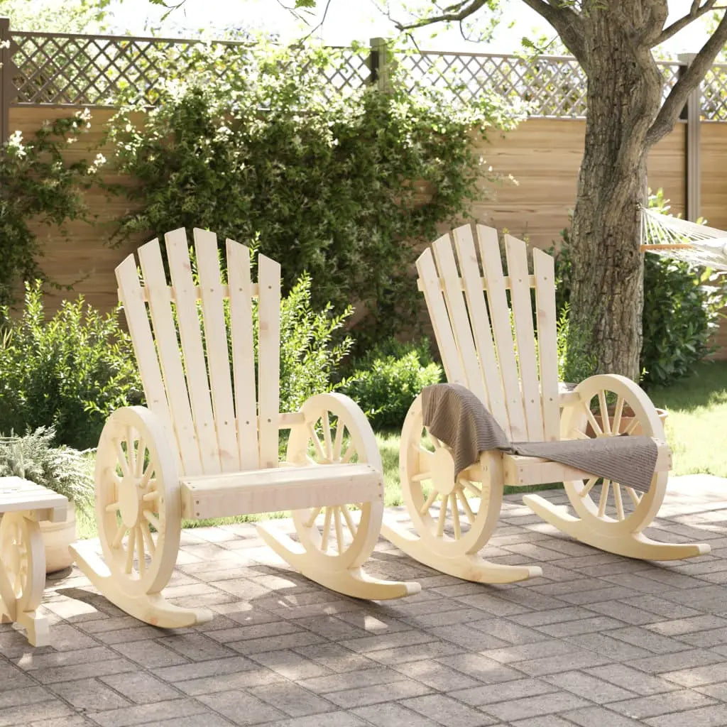 Packs 2 chaises à bascule style Adirondack en bois de sapin beige - Photo 3