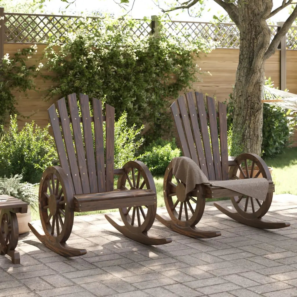 Packs 2 chaises à bascule style Adirondack en bois de sapin marron - Photo 3