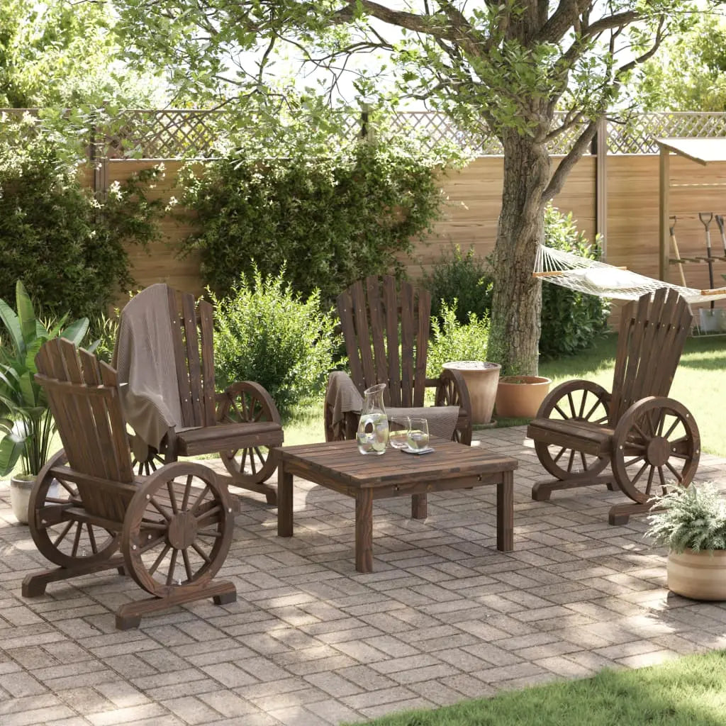 Packs 4 chaises style Adirondack en bois de sapin marron - Photo 3