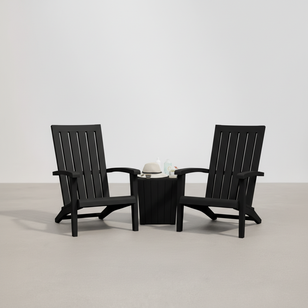 Pack 2 Chaises de jardin style Adirondack noir en plastique polypropène- Club Adirondack photo 2