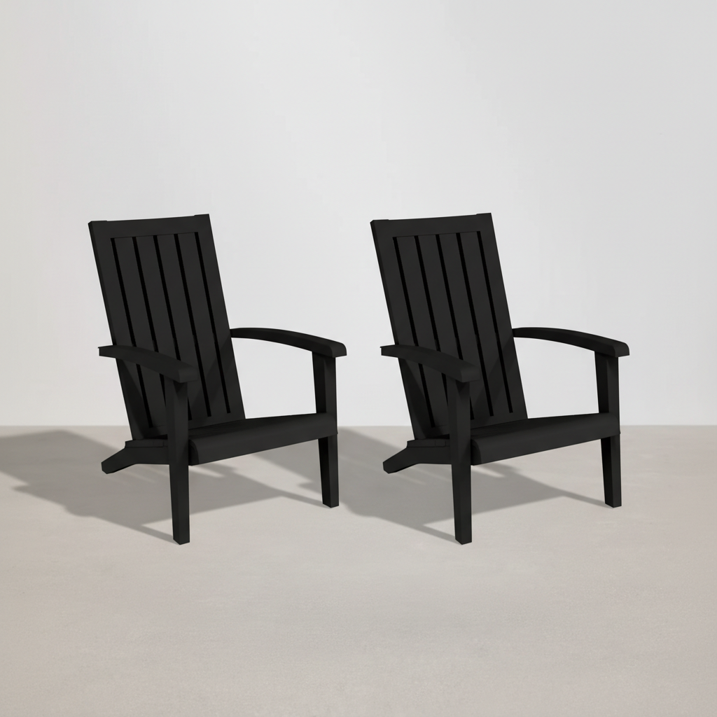 Pack 2 Chaises de jardin style Adirondack noir en plastique polypropène- Club Adirondack photo 1