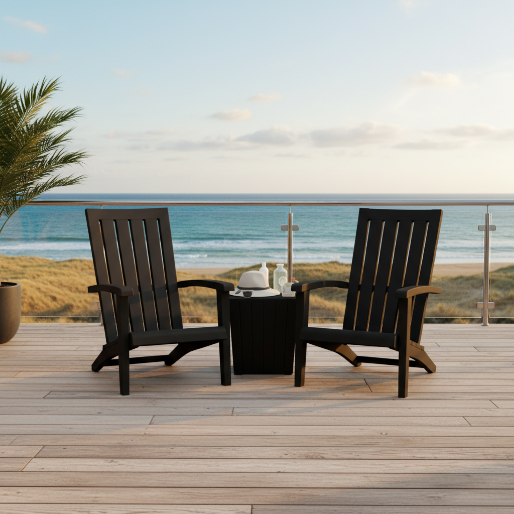 Pack 2 Chaises de jardin style Adirondack noir en plastique polypropène- Club Adirondack photo 3