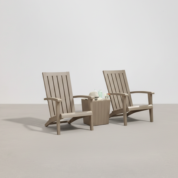 Pack 2 Chaises de jardin style Adirondack marron clair en plastique polypropène- Club Adirondack photo 1
