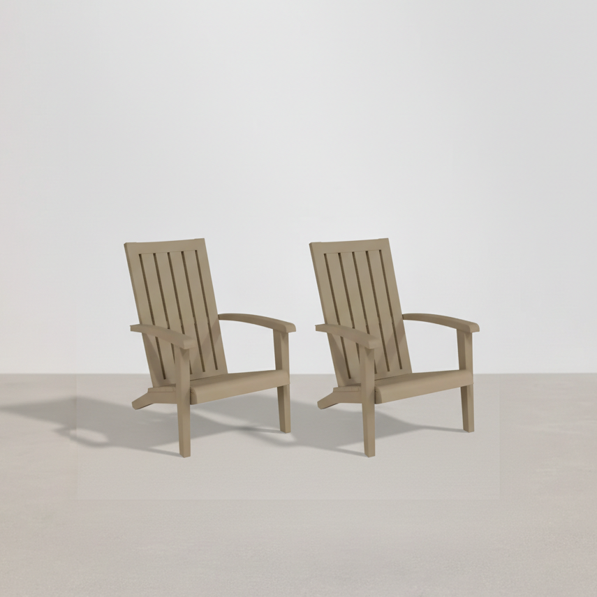 Pack 2 Chaises de jardin style Adirondack marron clair en plastique polypropène- Club Adirondack photo 2