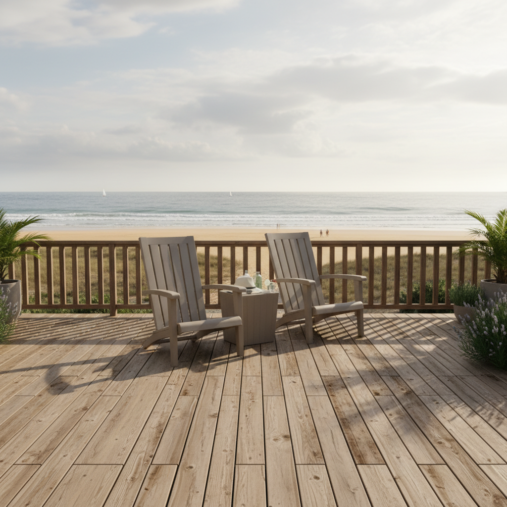 Pack 2 Chaises de jardin style Adirondack marron clair en plastique polypropène- Club Adirondack photo 3