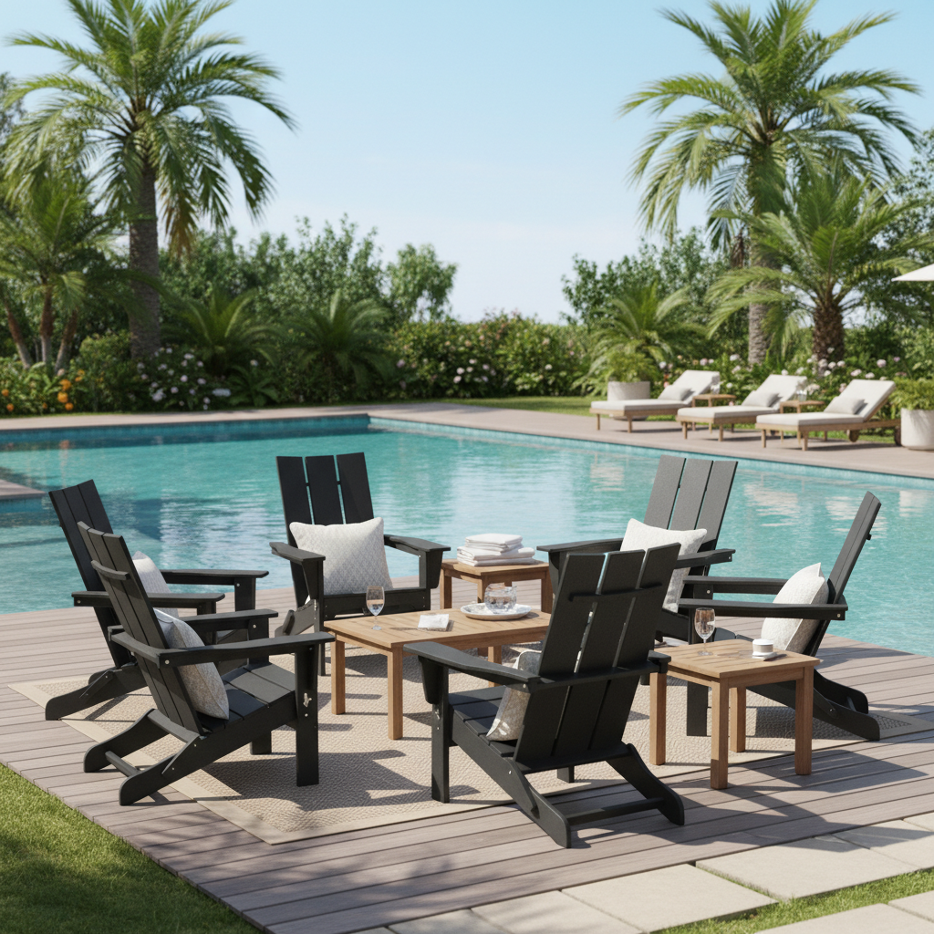 Chaise de jardin style Adirondack pliable en résine noir - Club Adirondack photo 7