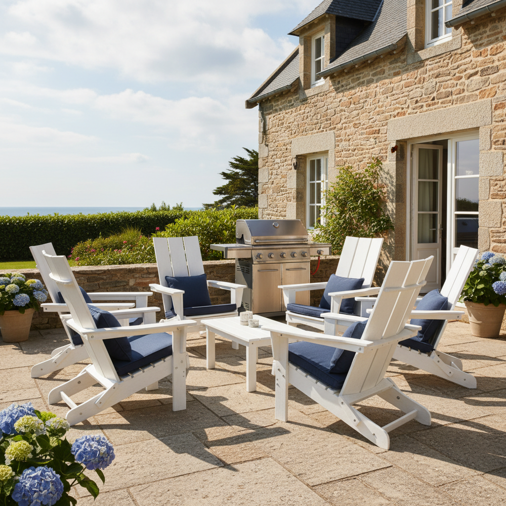 Chaise de jardin style Adirondack pliable en résine blanc - Club Adirondack photo 2